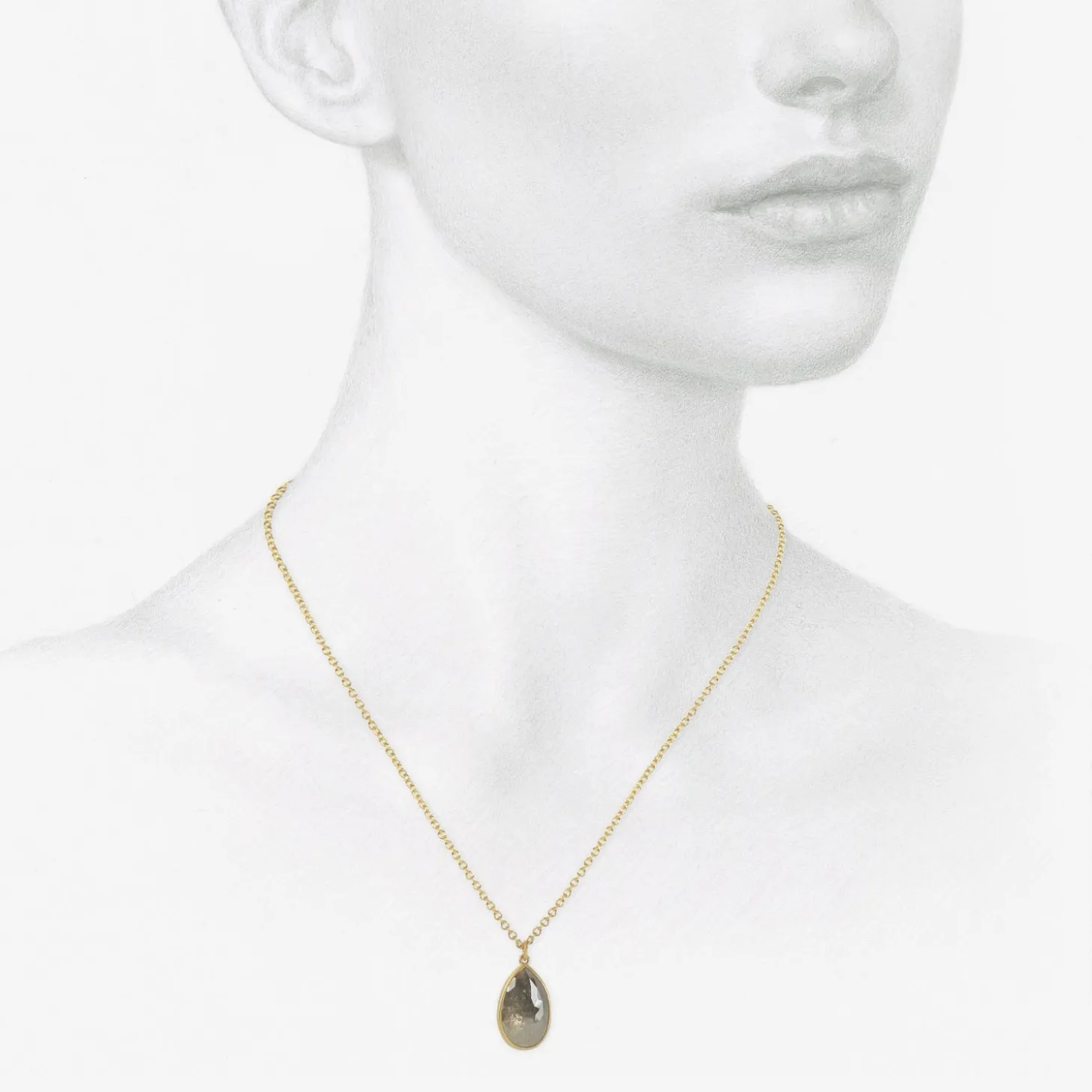 18k & large grey diamond teardrop pendant, 6.84ct