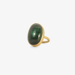 18k & large oval blue green tourmaline ring, 18.5ct