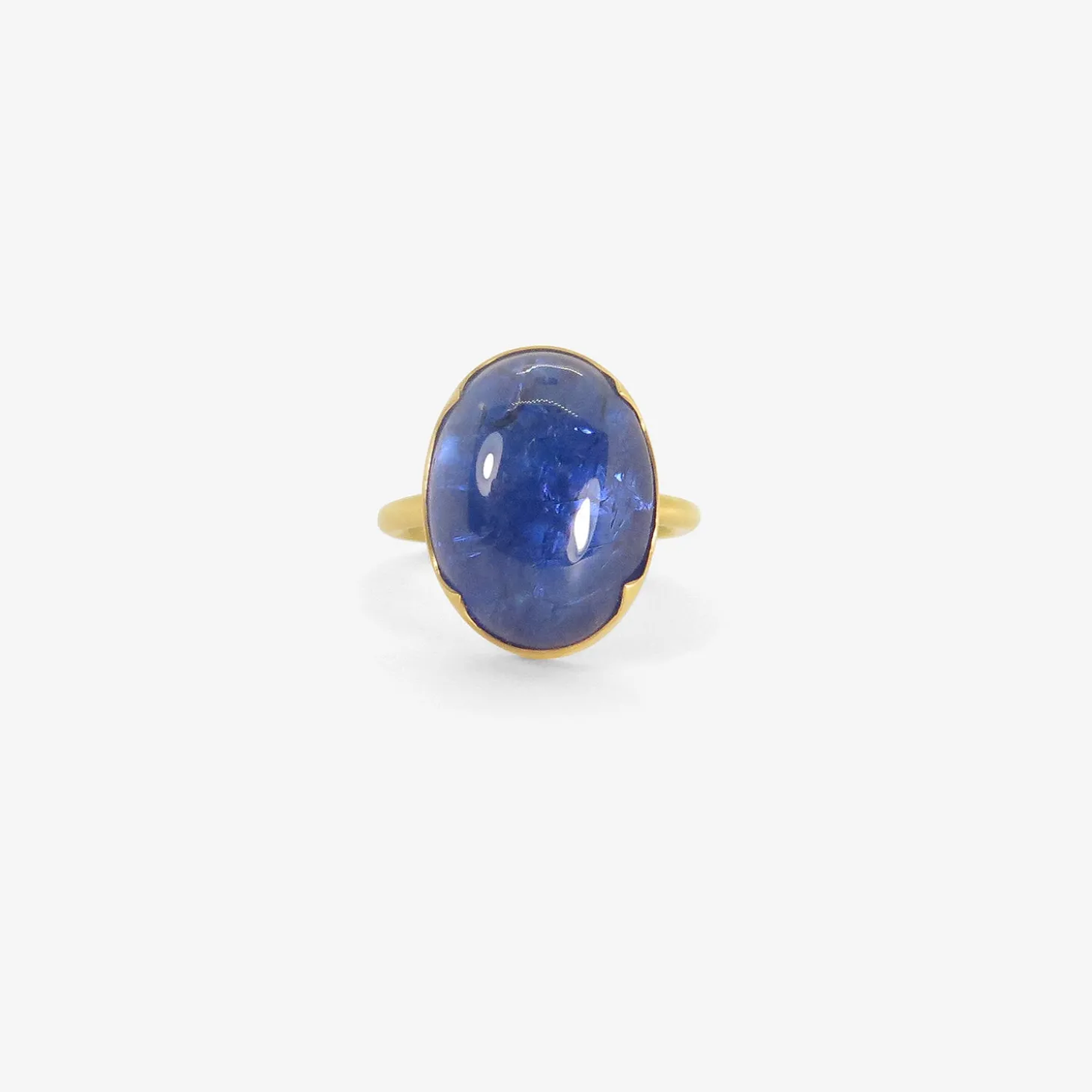 18k & large oval blue tanzanite ring