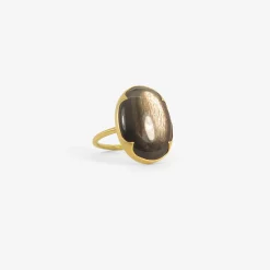 18k & large oval brown moonstone ring