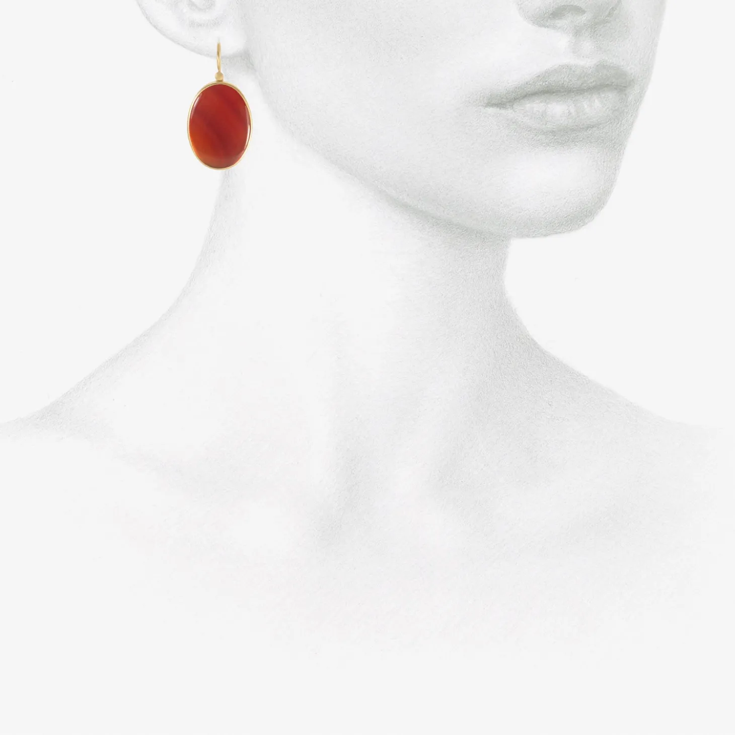 18k & large oval carnelian drop earrings, 23.79ct