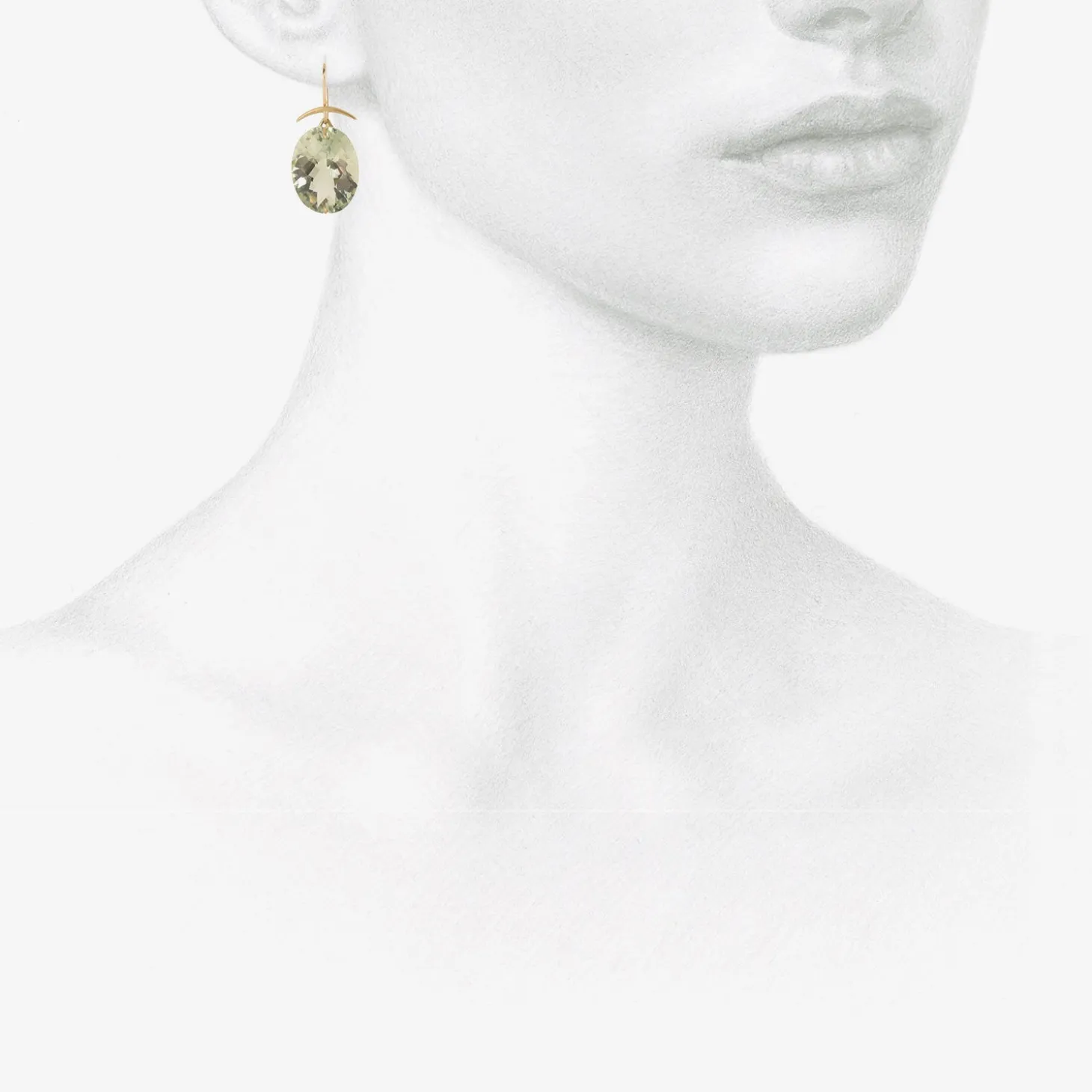 18k & large oval faceted green amethyst earrings