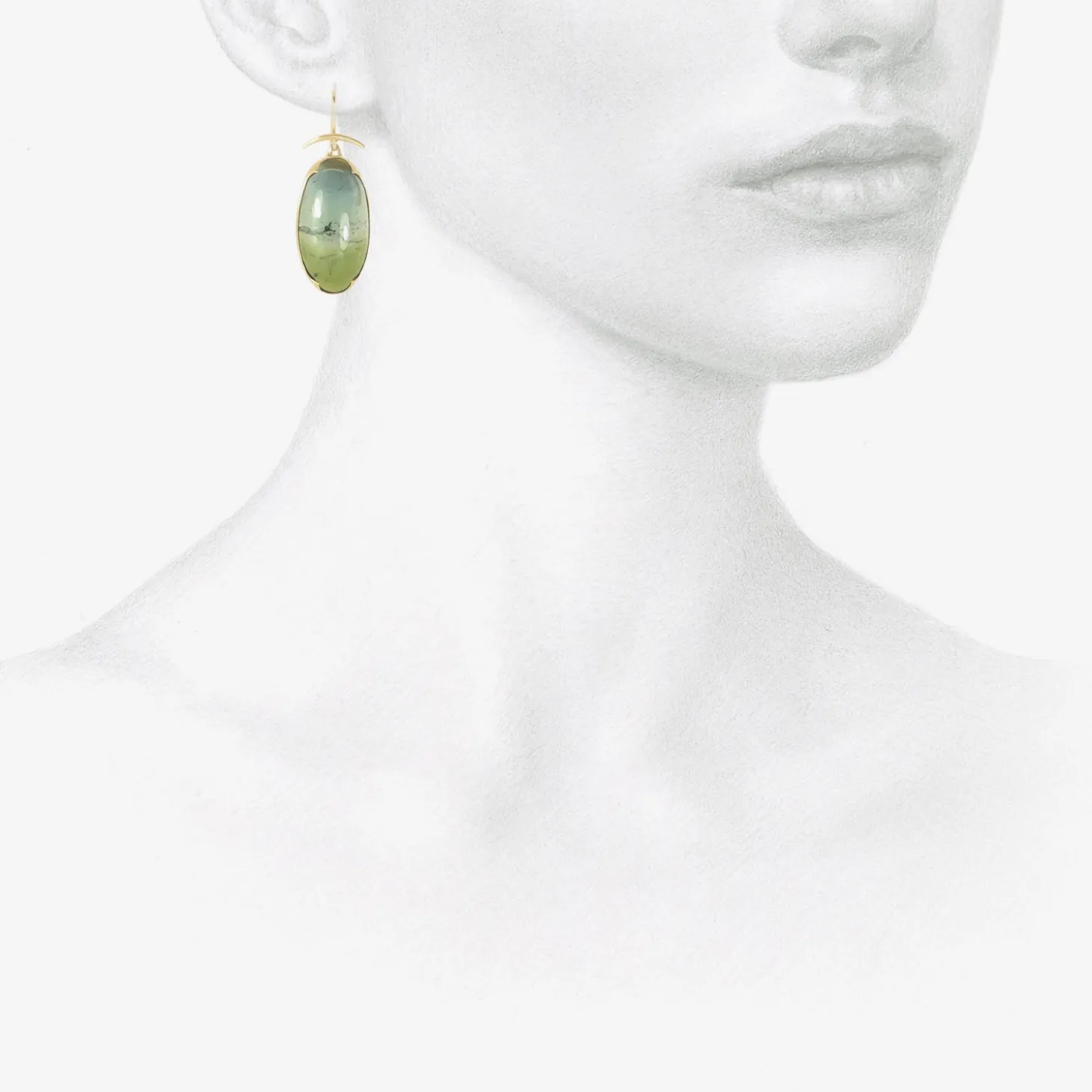 18k & large oval green tourmaline earrings