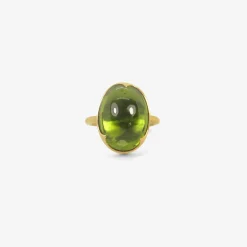 18k & large oval peridot ring, 12.32ct