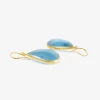 18k & large pear shape deep blue aquamarine earrings