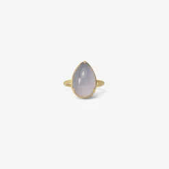 18k & large pear-shaped blue chalcedony ring