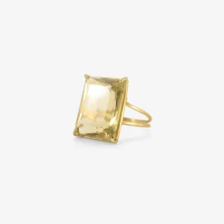 18k & large rectangular champagne citrine ring, 11.5ct