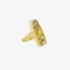 18k & large rectangular dendritic quartz ring
