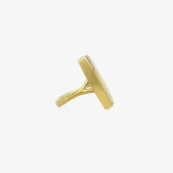 18k & large rectangular dendritic quartz ring