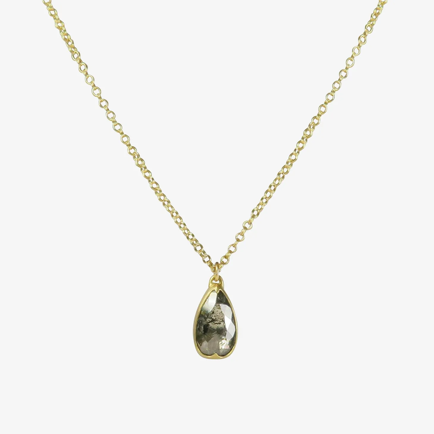 18k & large salt & pepper lacy pear-shaped diamond pendant, 4.9ct