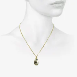 18k & large salt & pepper lacy pear-shaped diamond pendant, 4.9ct