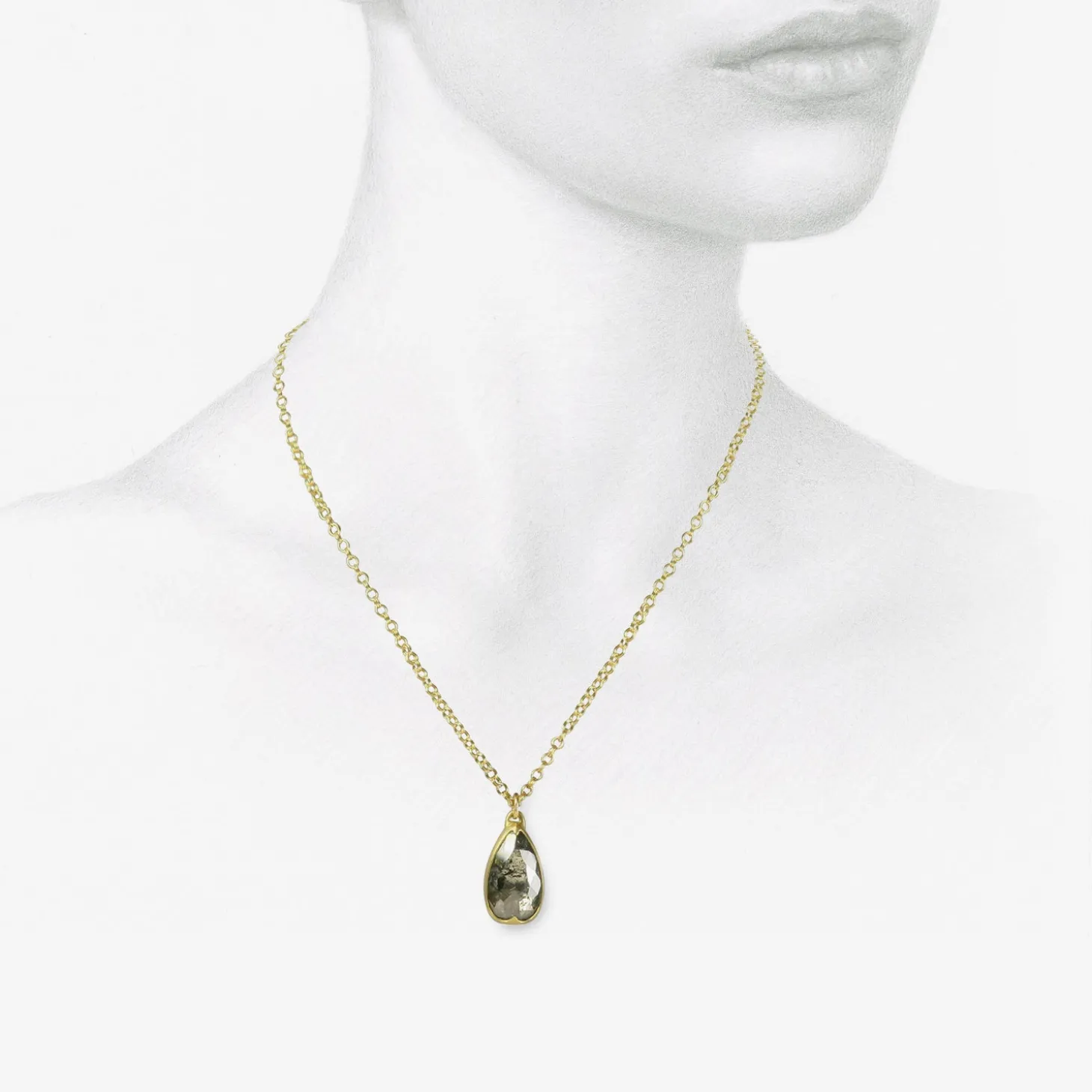 18k & large salt & pepper lacy pear-shaped diamond pendant, 4.9ct