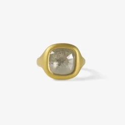 22k & large smoky opalescent rose-cut cushion diamond cast ring, 4.05ct