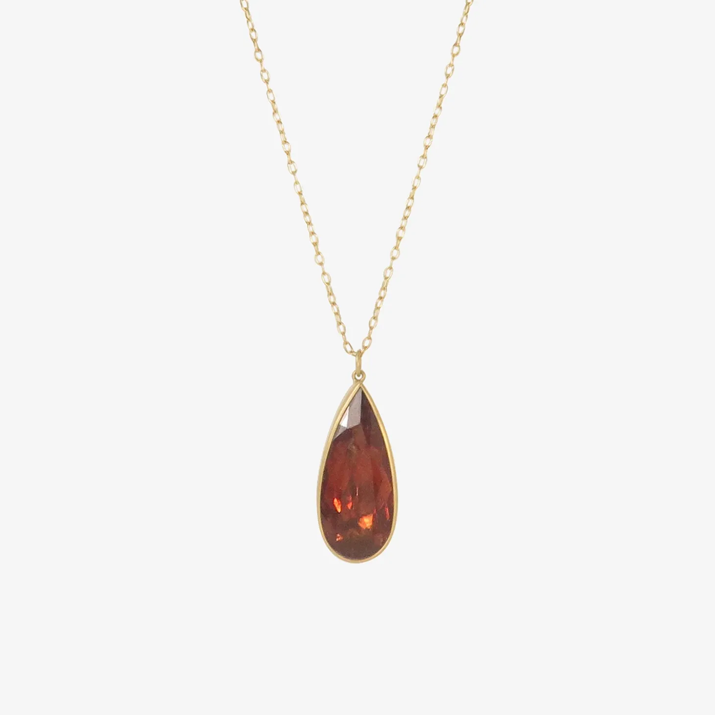 18k & large teardrop-shaped blood orange tourmaline pendant, 26.11ct