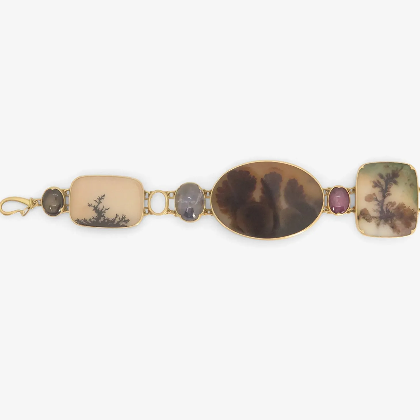 18k & large three-piece dendrite bracelet with sapphire and star ruby