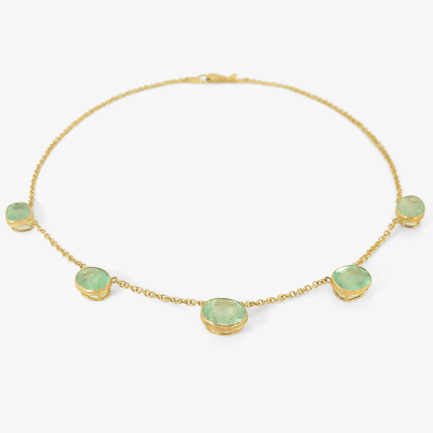 18k & light bright colombian emerald station necklace, 24.4ct