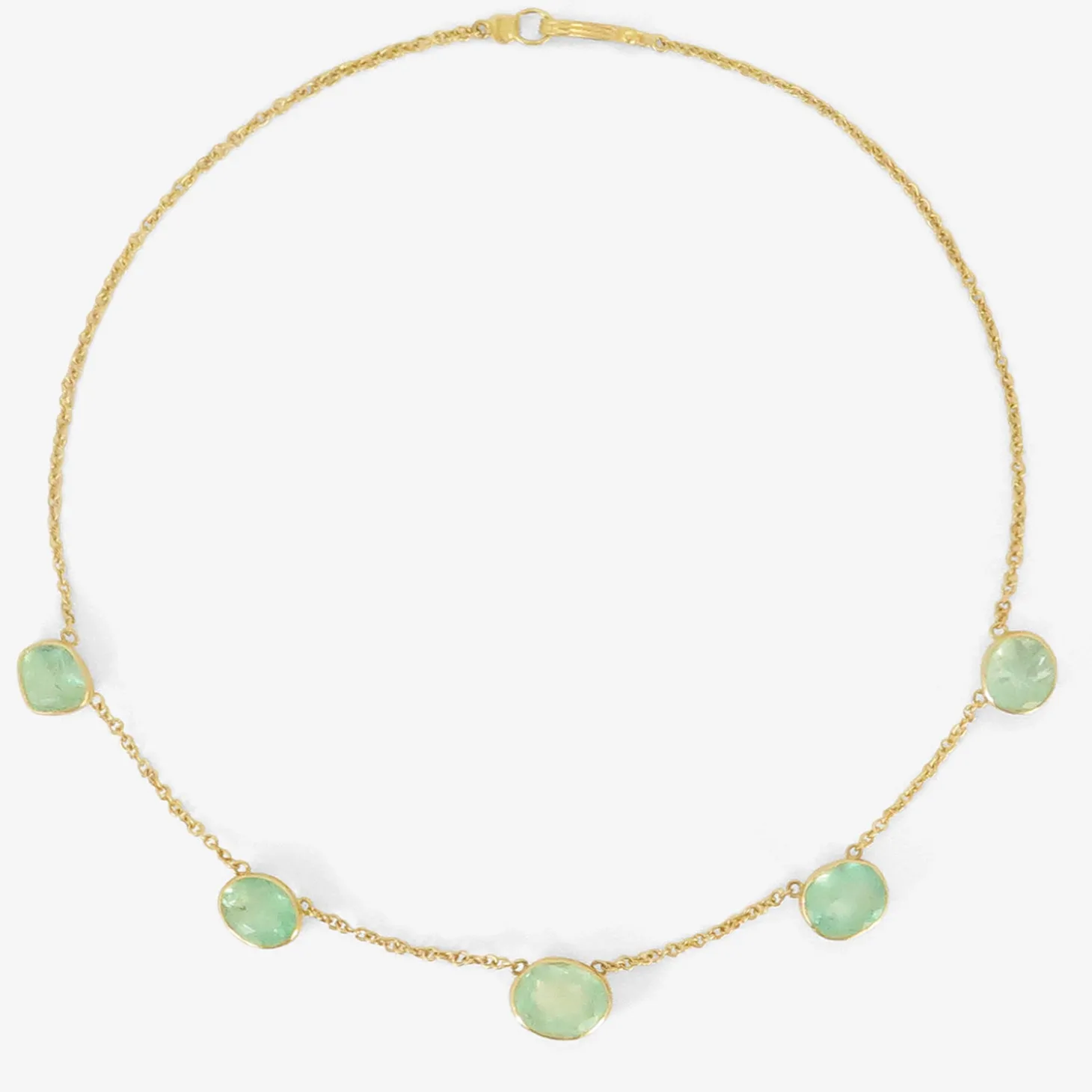 18k & light bright colombian emerald station necklace, 24.4ct