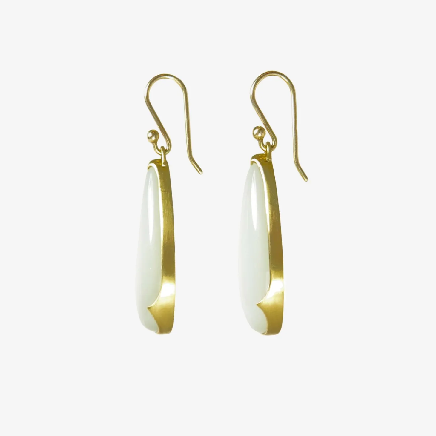 18k & long teardrop moonstone earrings