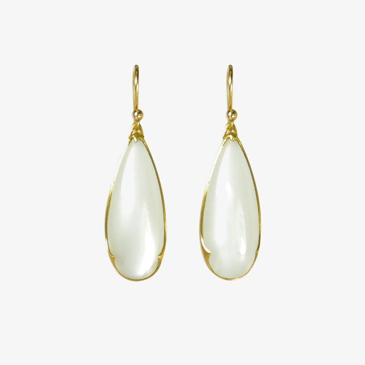 18k & long teardrop moonstone earrings