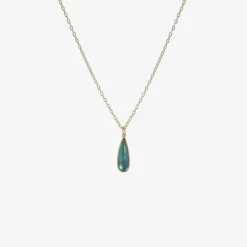 18k & long teardrop-shaped blue green tourmaline pendant, 4.26ct