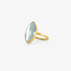 18k & marquis-shaped aquamarine over mother-of-pearl ring, 7.15ct