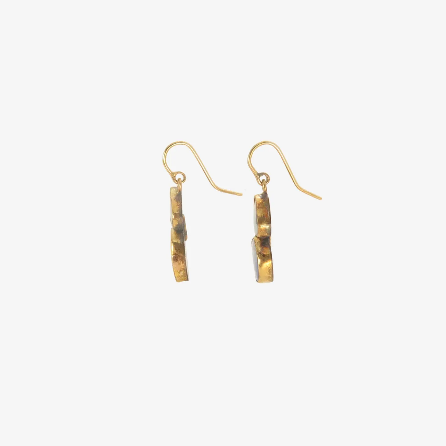 18k & mod-shaped blue opal fixed double drop earrings
