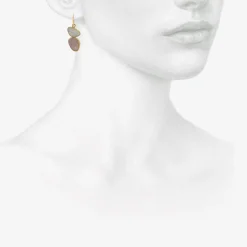 18k & mod-shaped blue opal fixed double drop earrings
