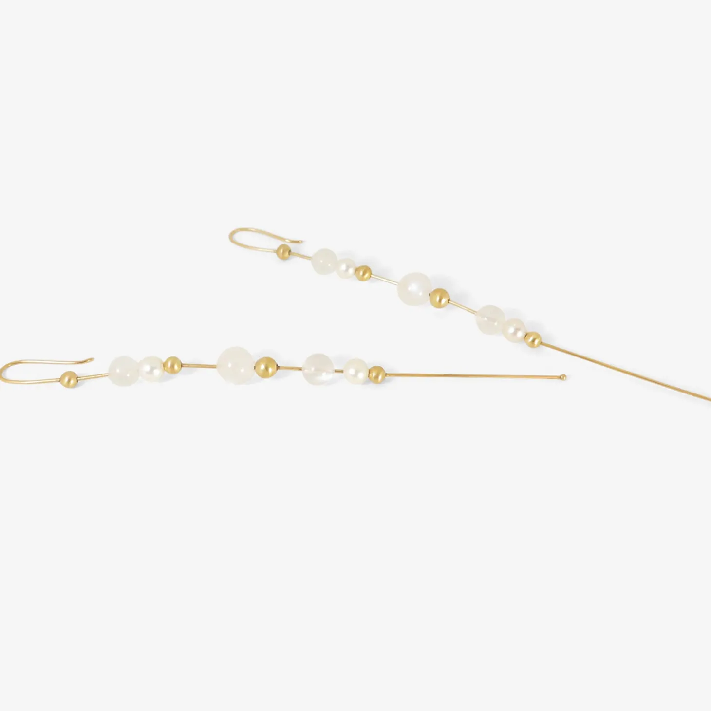 14k & moonstone bead chain earrings with white pearls