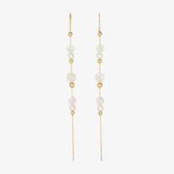 14k & moonstone bead chain earrings with white pearls