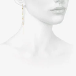 14k & moonstone bead chain earrings with white pearls
