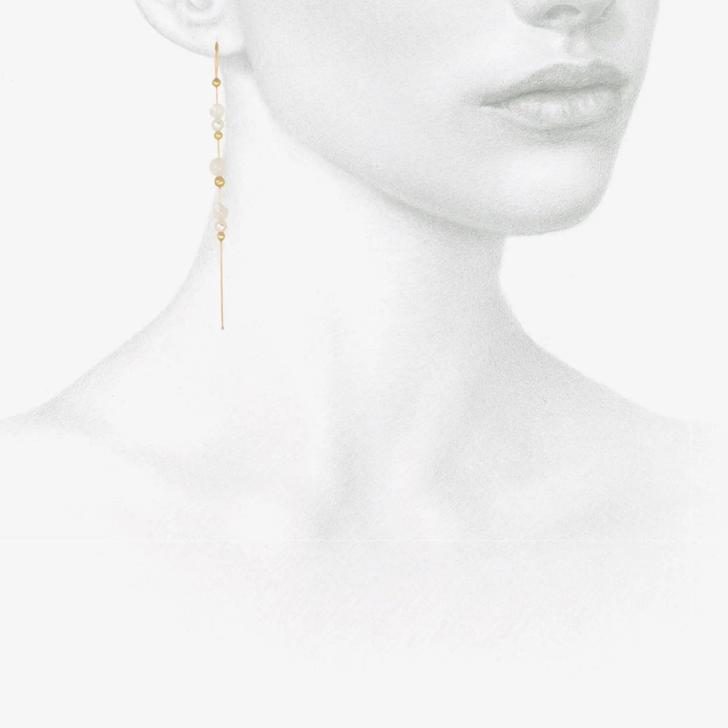 14k & moonstone bead chain earrings with white pearls
