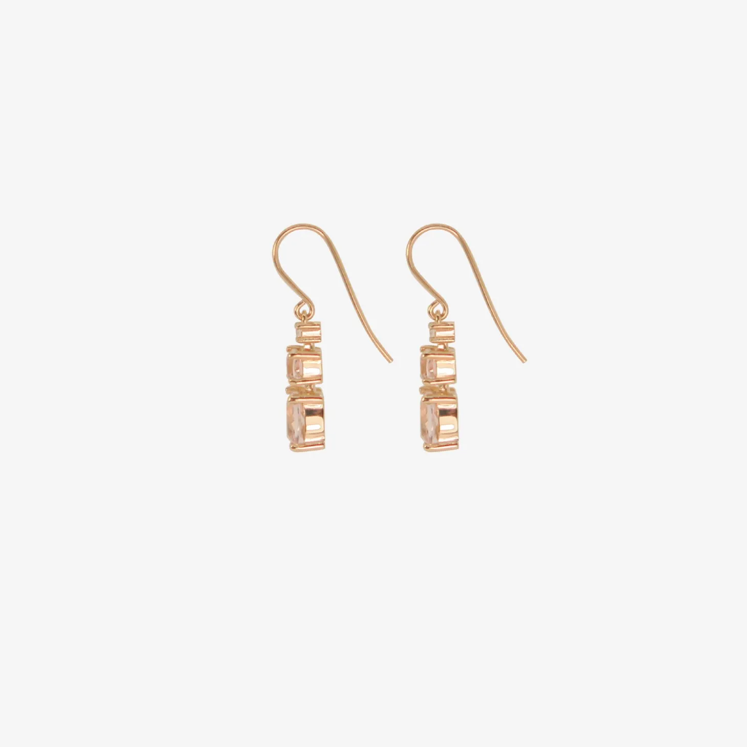 14k & morganite paired earrings with diamonds, .06ct
