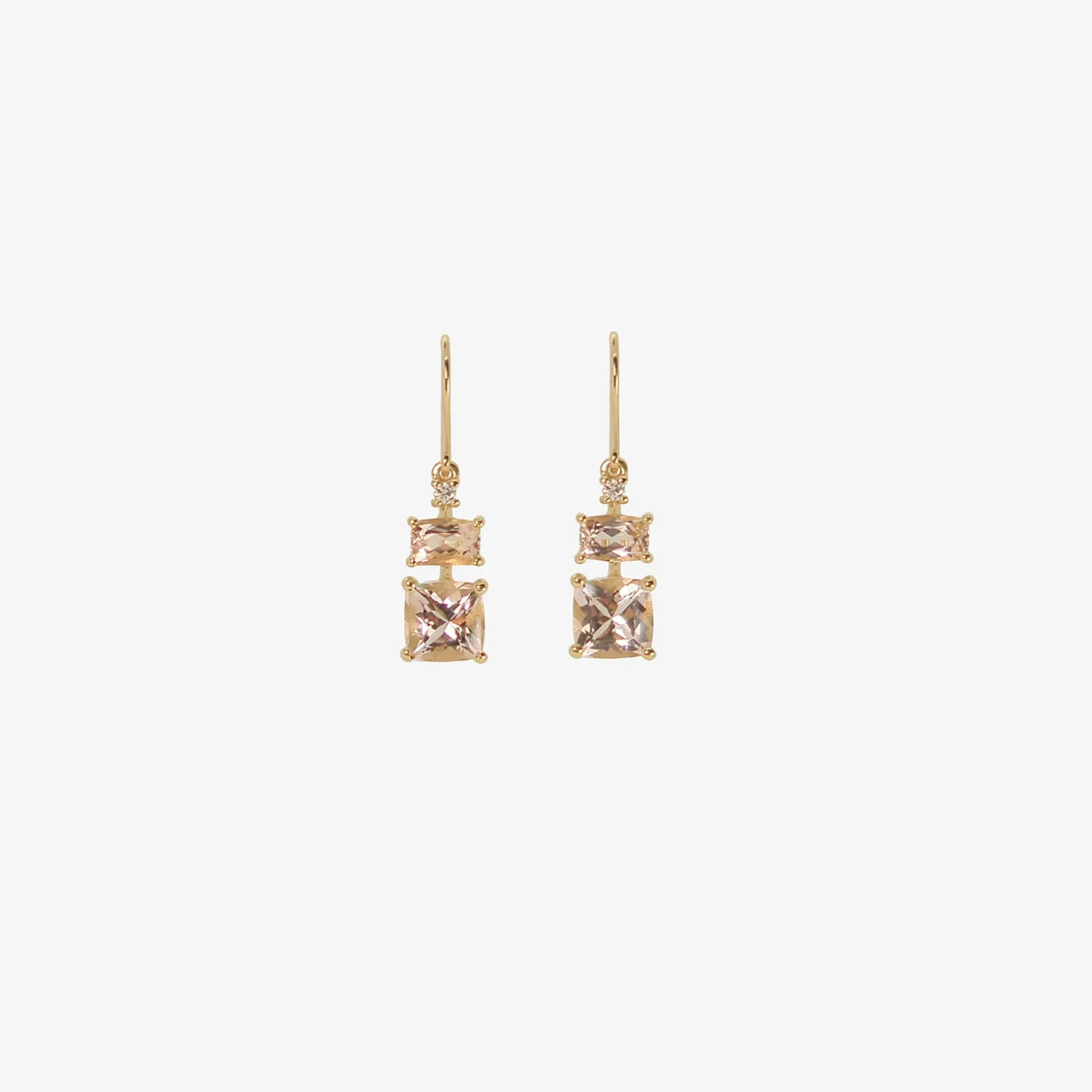 14k & morganite paired earrings with diamonds, .06ct