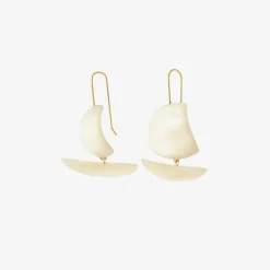 14k & mother-of-pearl ghost ship earrings