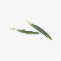 14k & nephrite jade bean earrings