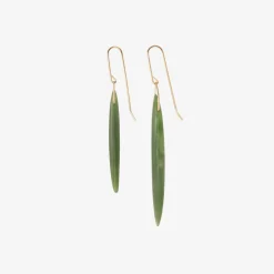 14k & nephrite jade bean earrings