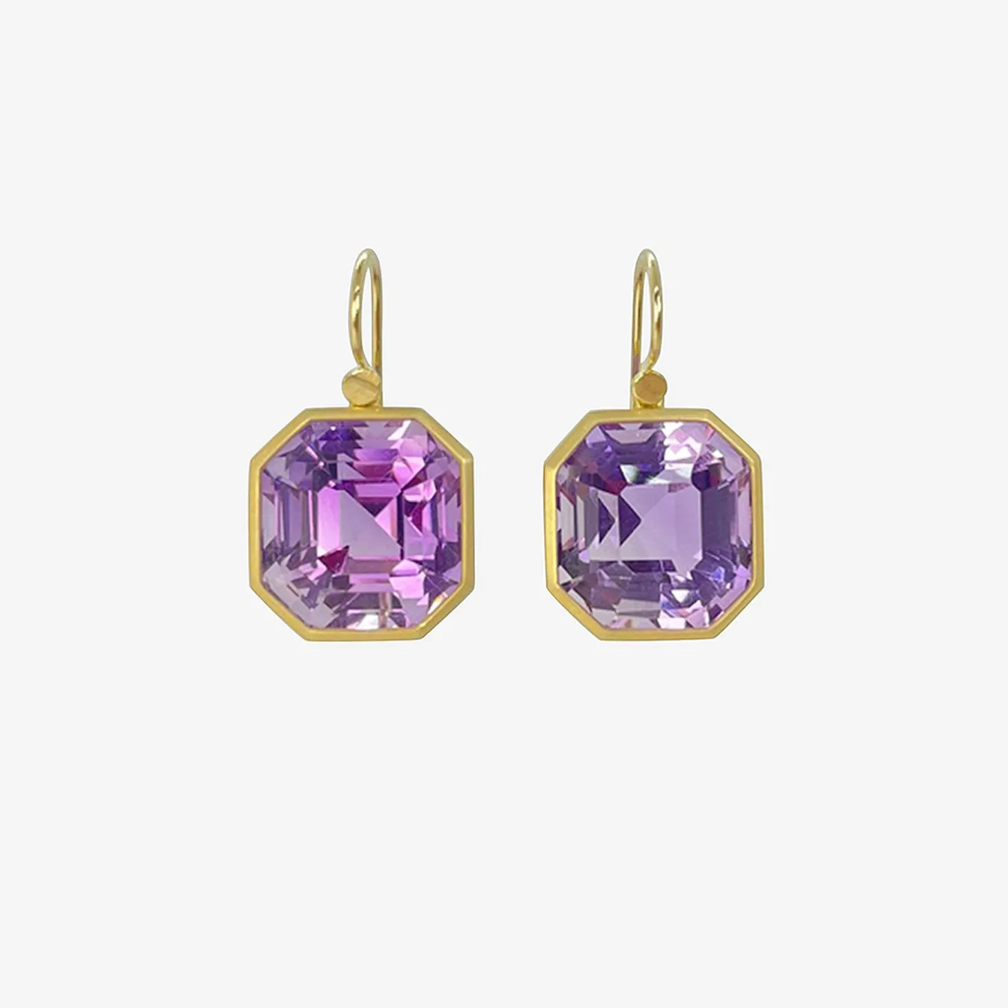 18k & octagonal amethyst drop earrings, 30.6ct