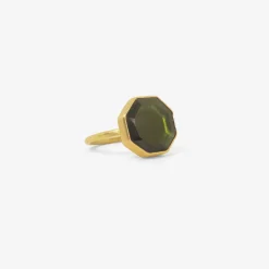 18k & octagonal green tourmaline slab ring, 4ct