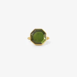 18k & octagonal green tourmaline slab ring, 4ct
