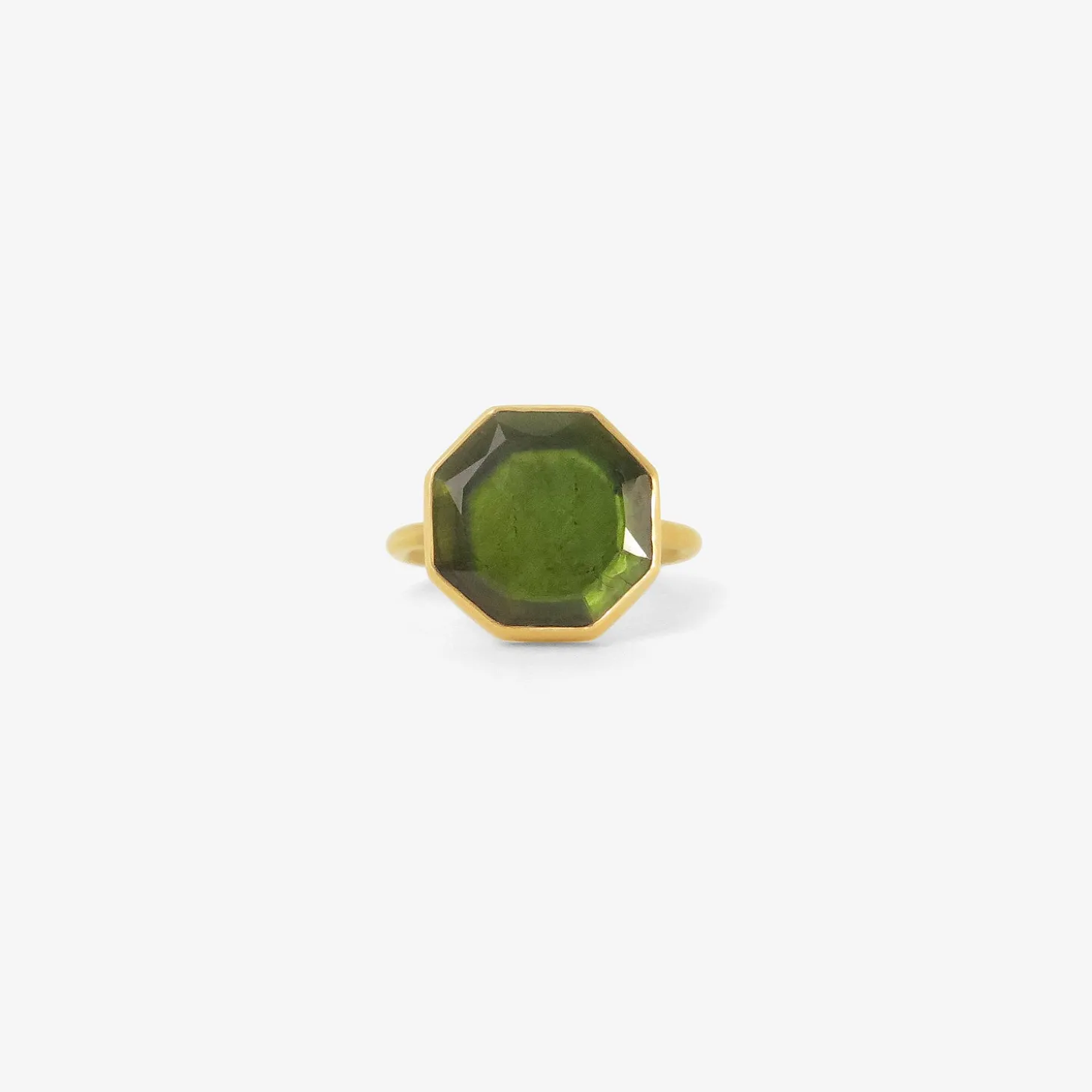 18k & octagonal green tourmaline slab ring, 4ct