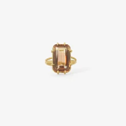 18k & octagonal peach tourmaline ring