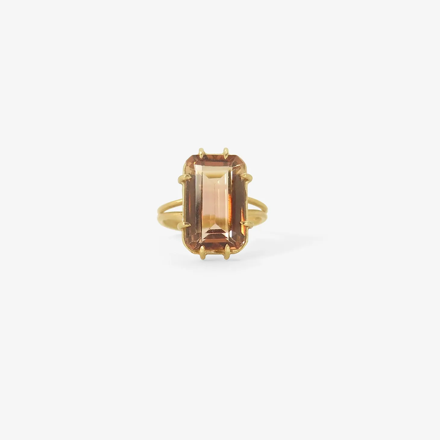 18k & octagonal peach tourmaline ring