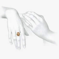 18k & octagonal peach tourmaline ring