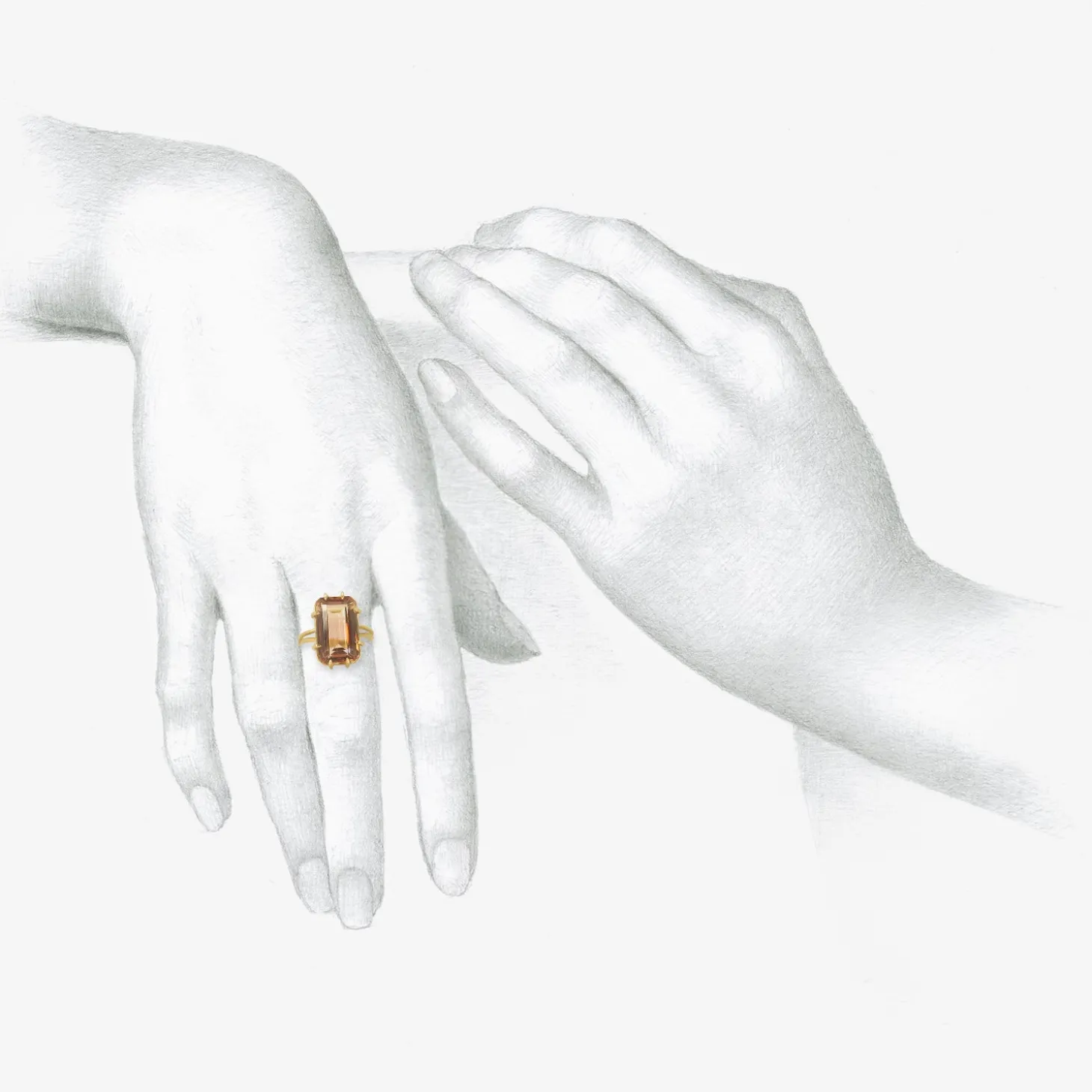 18k & octagonal peach tourmaline ring