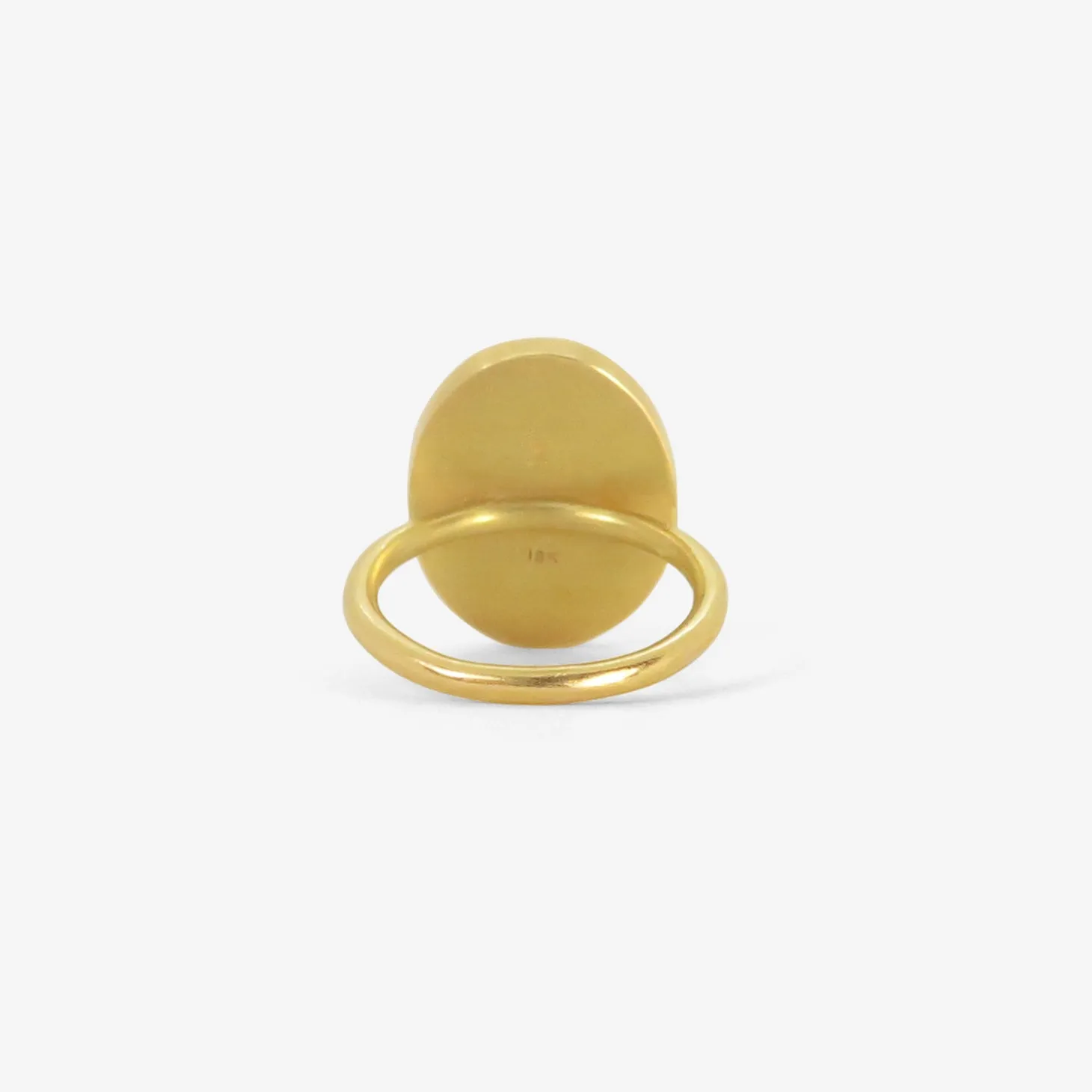 18k & oval antique brown glass tassie ring
