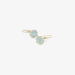 18k & oval aquamarine cabochon east/west earrings