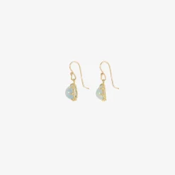 18k & oval aquamarine cabochon east/west earrings