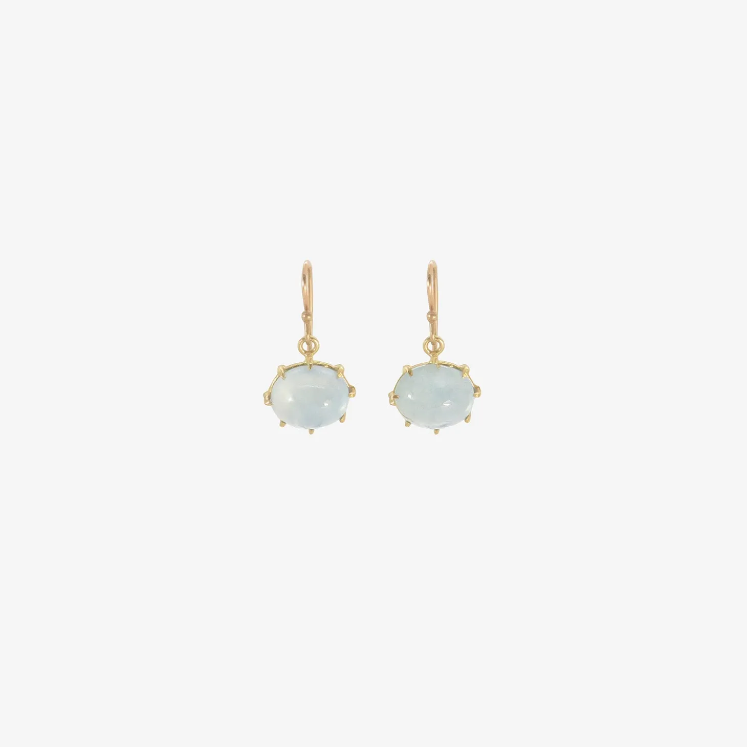 18k & oval aquamarine cabochon east/west earrings