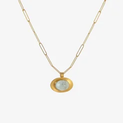 22k & oval aquamarine pendant