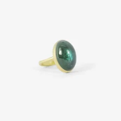 18k & oval blue green tourmaline ring, 14.9ct